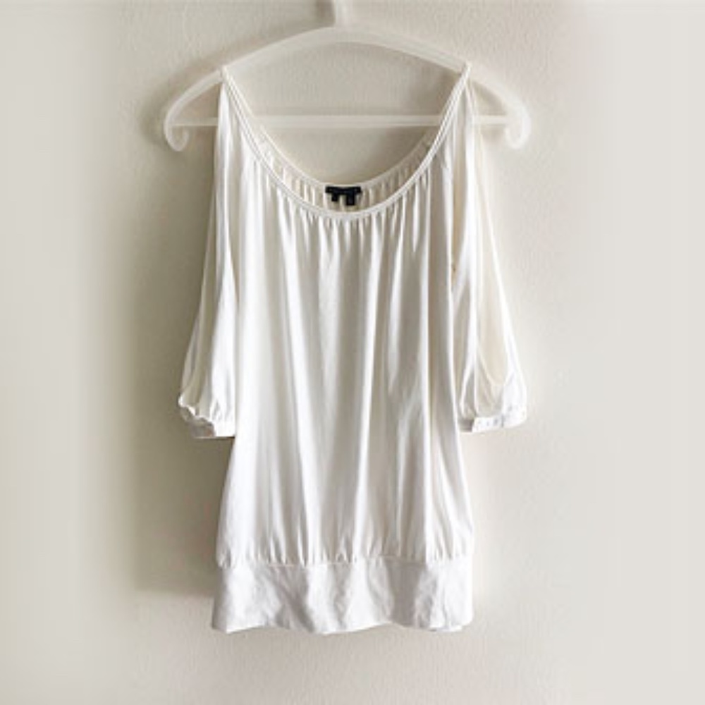 Theory Split-Sleeve Cotton White Top